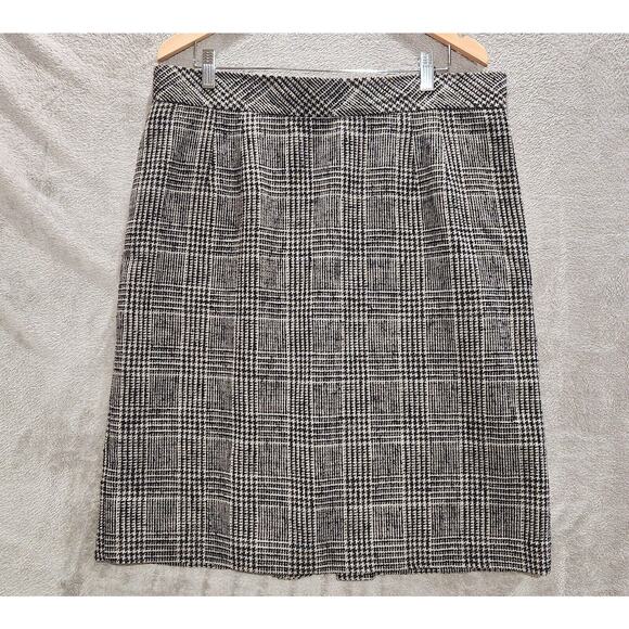 Talbots Black White Textured Ponte Houndstooth Pencil Skirt Size 18 Academia - Picture 1 of 11